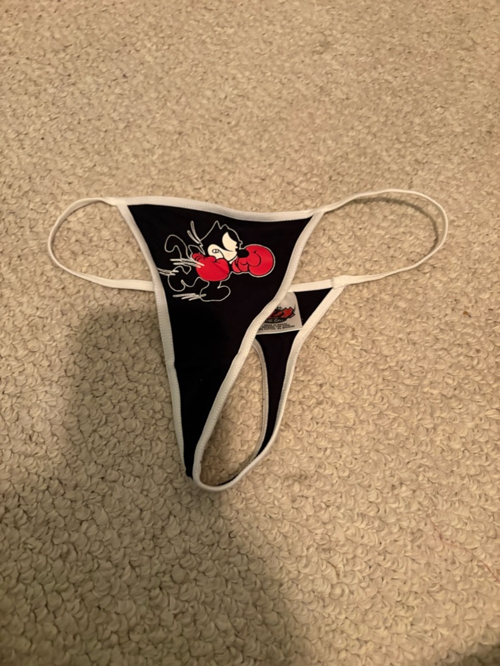Signature Felix the Cat  thong NEW size small /5 black/white